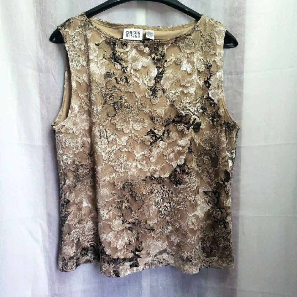 Chico's Design Lace Lined Shell Sleeveless Tank Girls Night Size 3 US XL 16/18